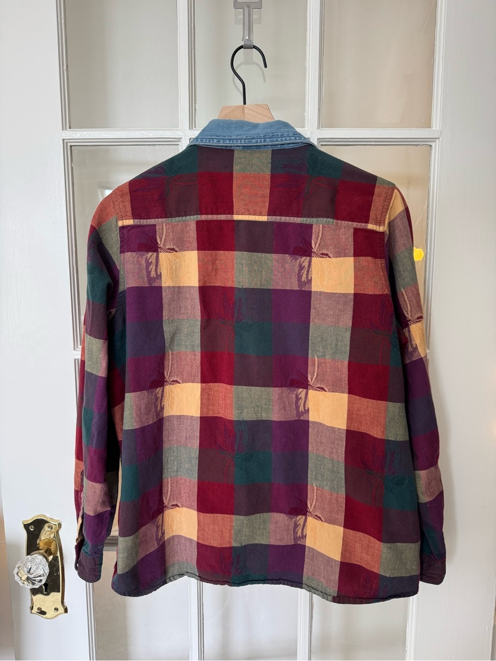 Northcrest Vintage Denim Collar Plaid Button-Up Autumn Shirt Fall Cottage Colors - Picture 4 of 8